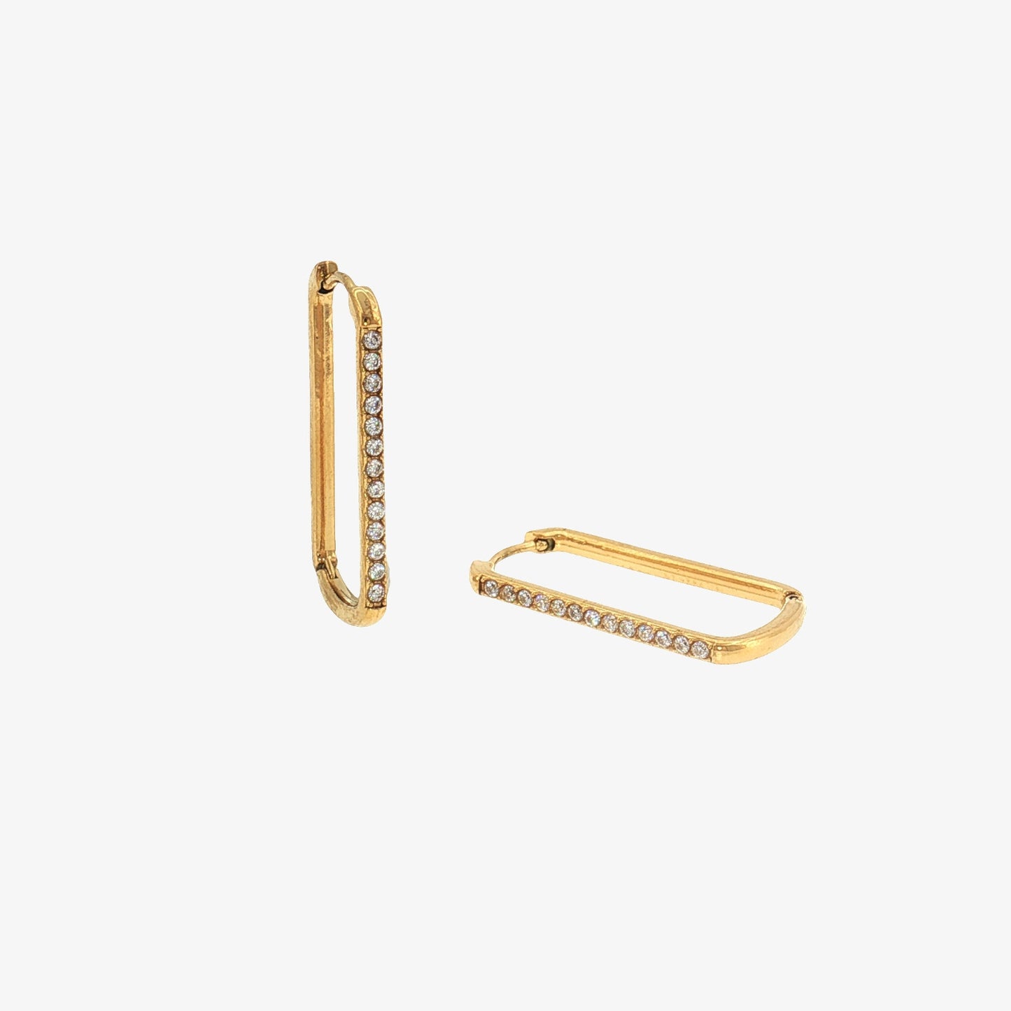 Rectangular Stones Hoop - 22mm — stainless steel earrings with stone detail | LAFENY