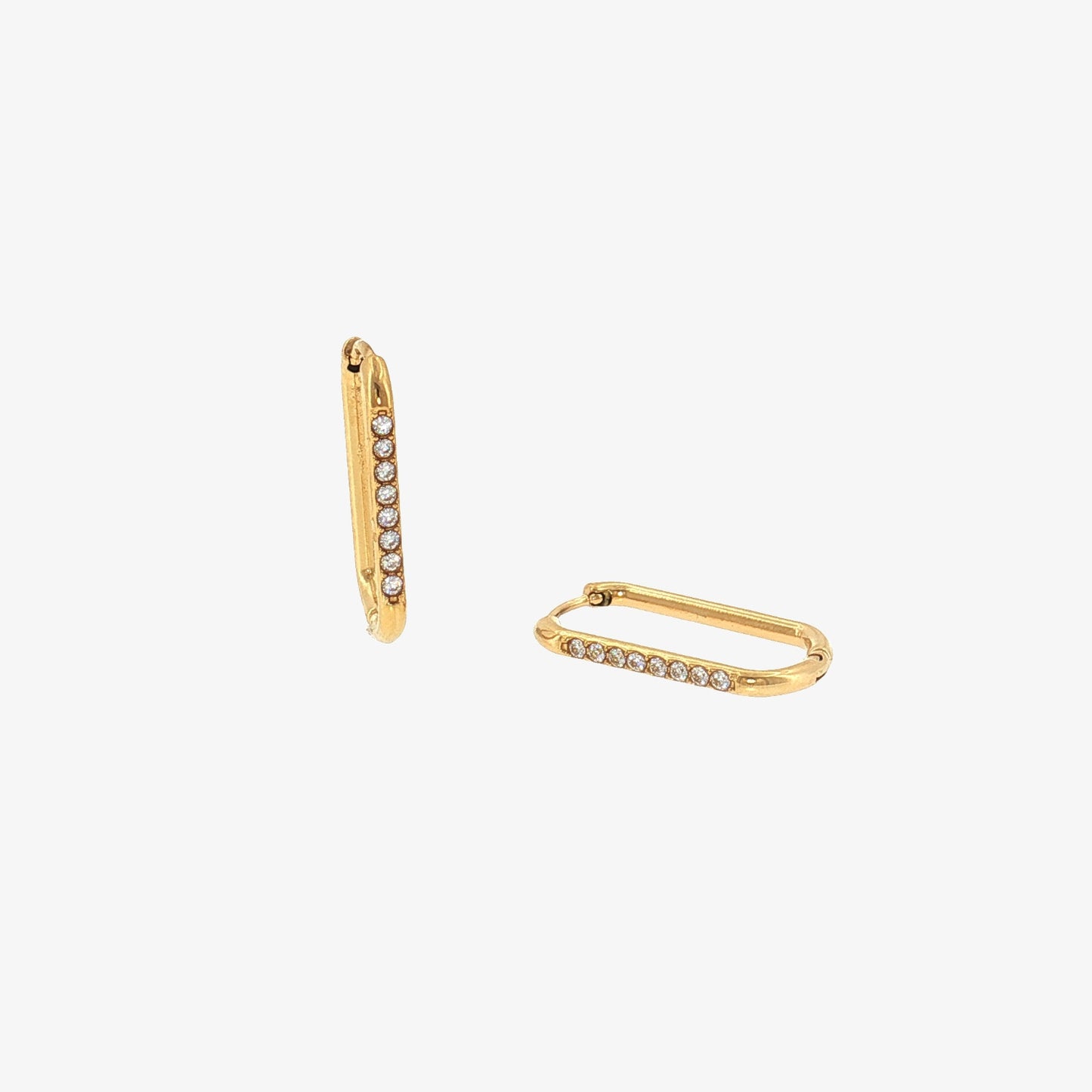 Rectangular Stones Hoop - 17mm — stainless steel earrings with stone detail | LAFENY