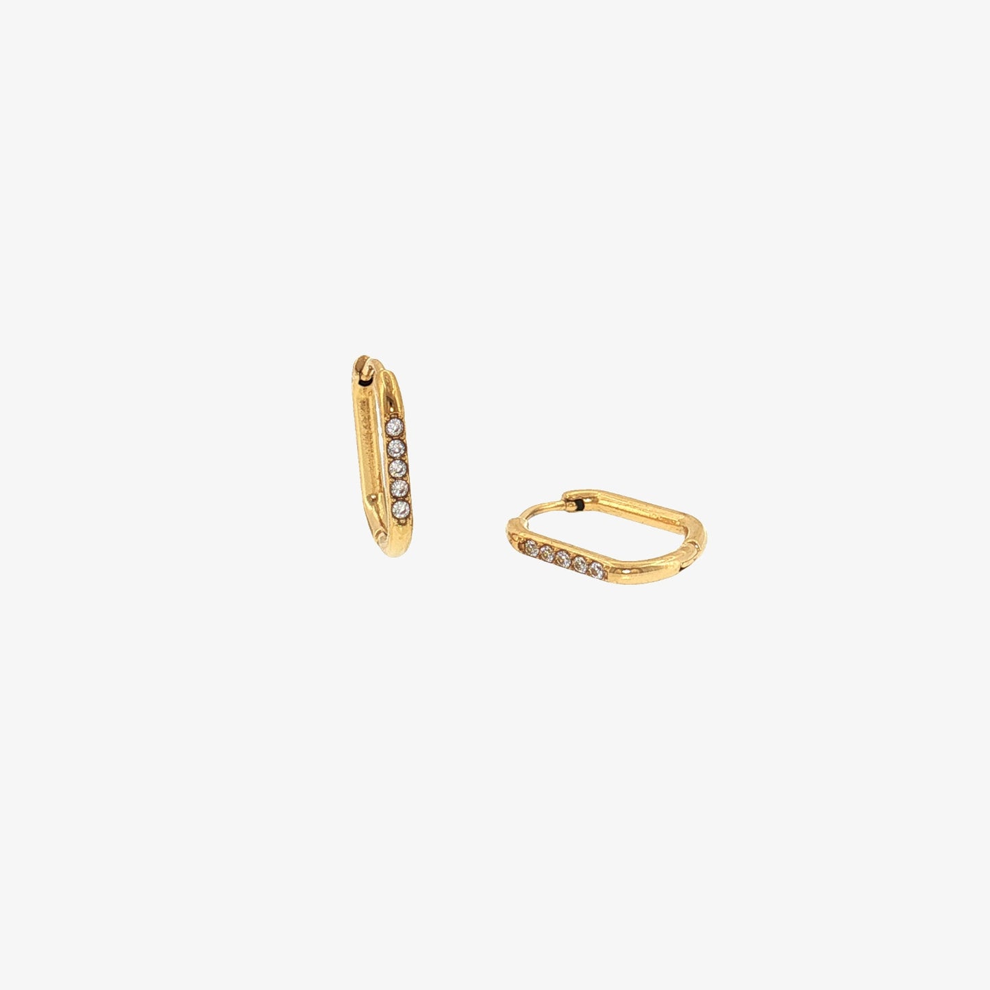 Rectangular Stones Hoop - 12.5mm — stainless steel earrings with stone detail | LAFENY