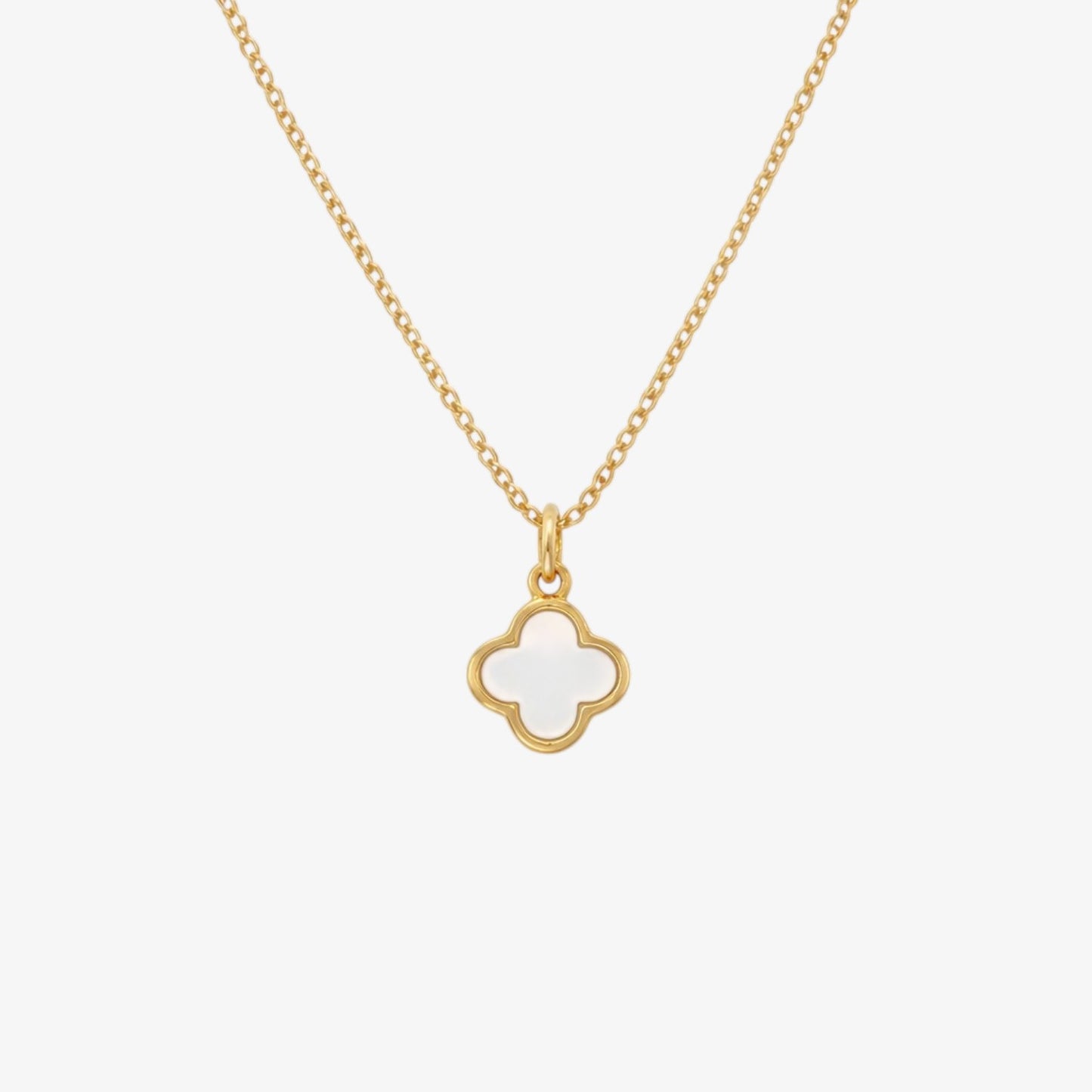 White Single Clover Necklace — waterproof stainless steel necklace | LAFENY