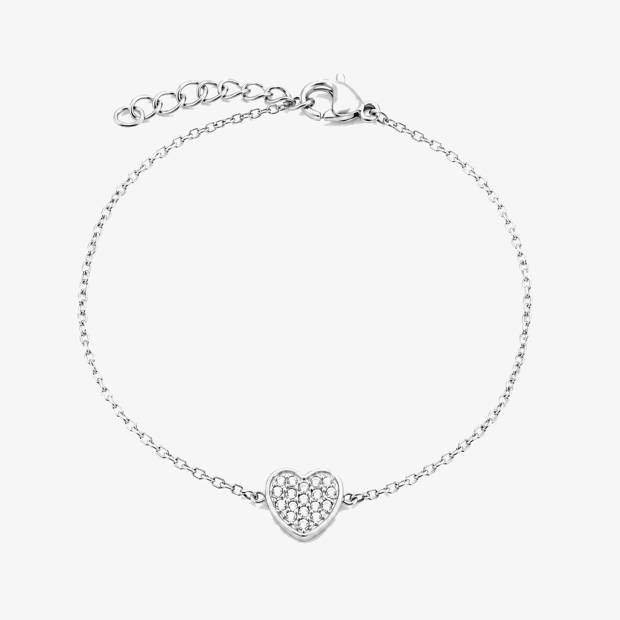 Crystal Heart Bracelet Silver — waterproof stainless steel womens bracelet | LAFENY