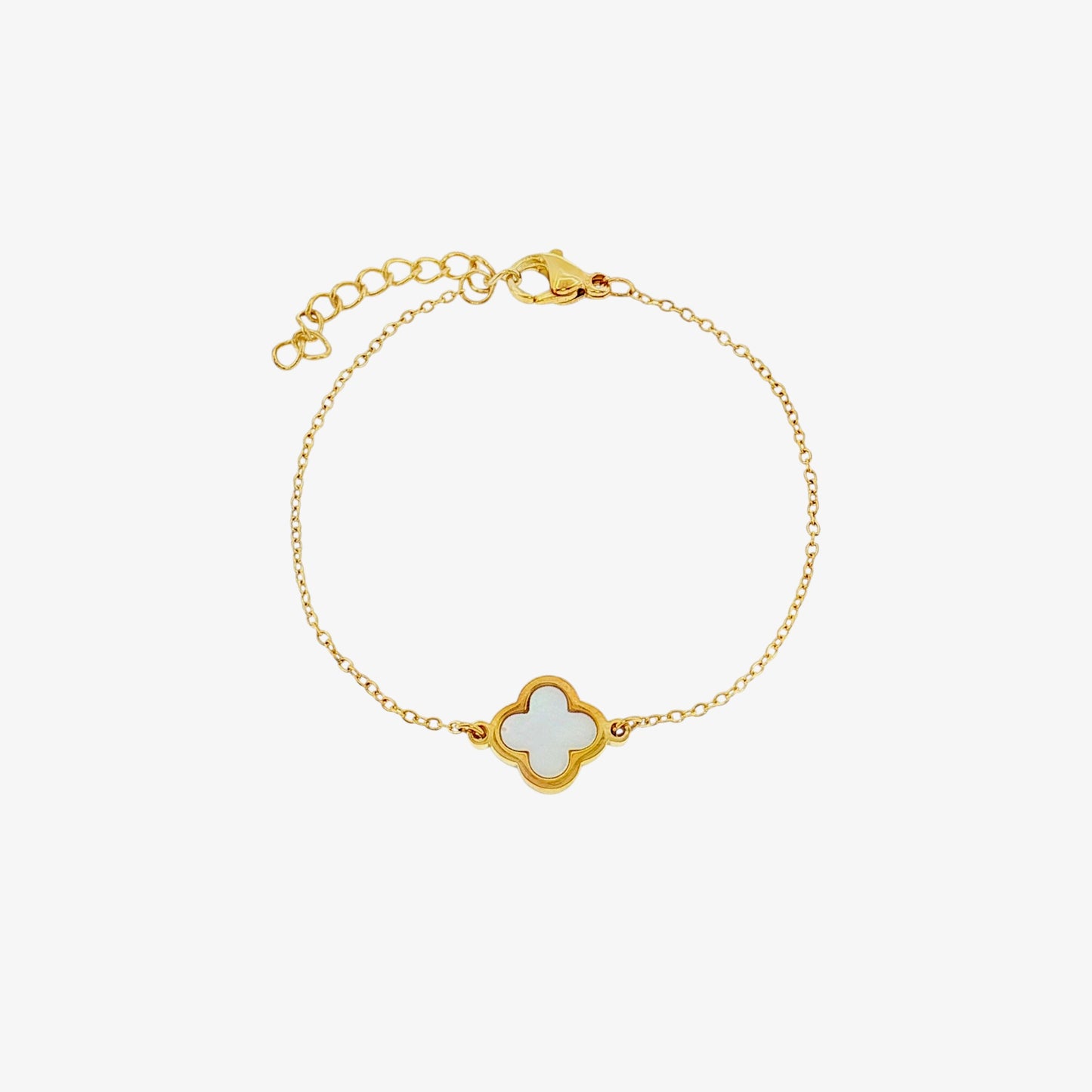 White Single Clover Bracelet — hypoallergenic stainless steel bracelet | LAFENY