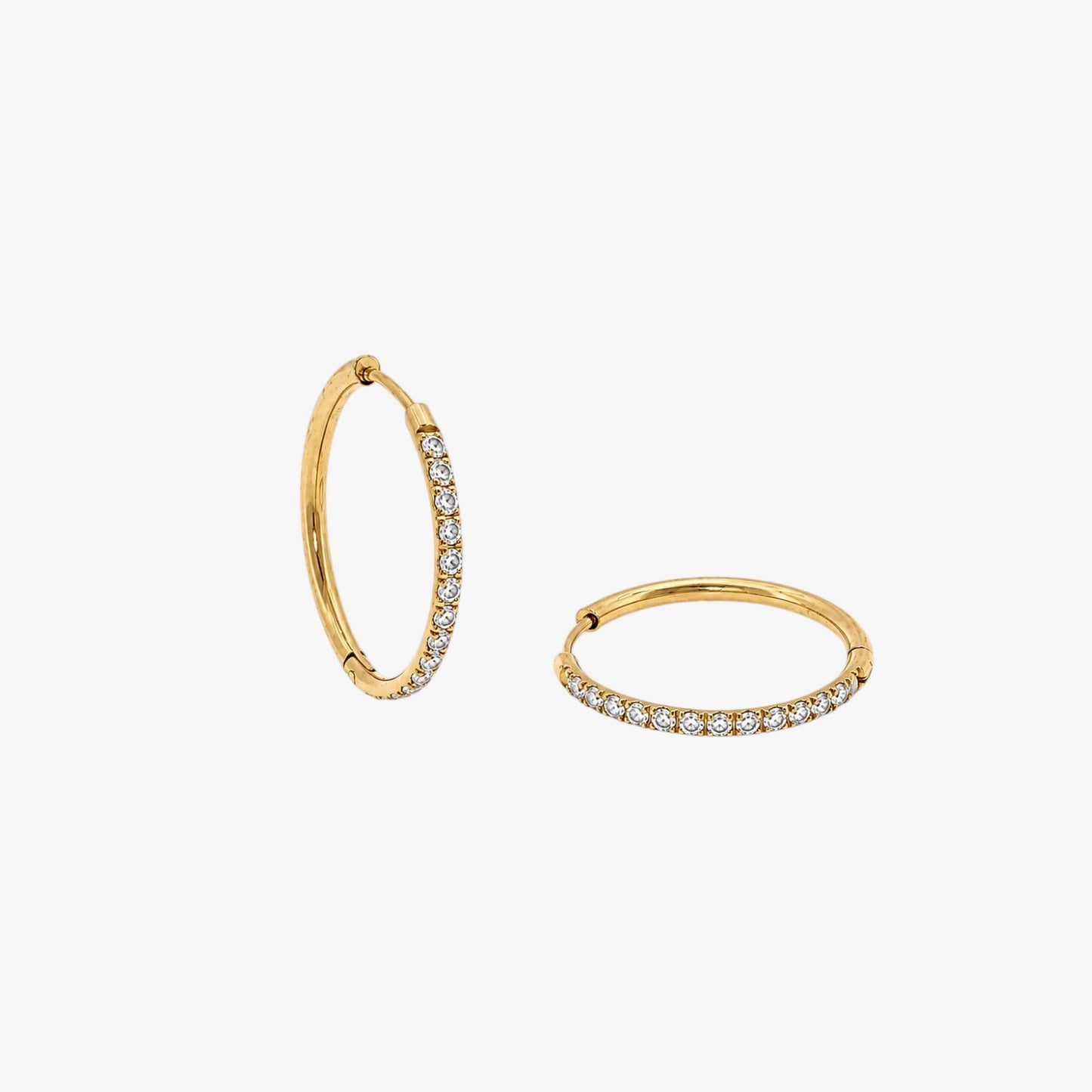 Round Stones Hoop - 20mm — stainless steel womens earrings | LAFENY