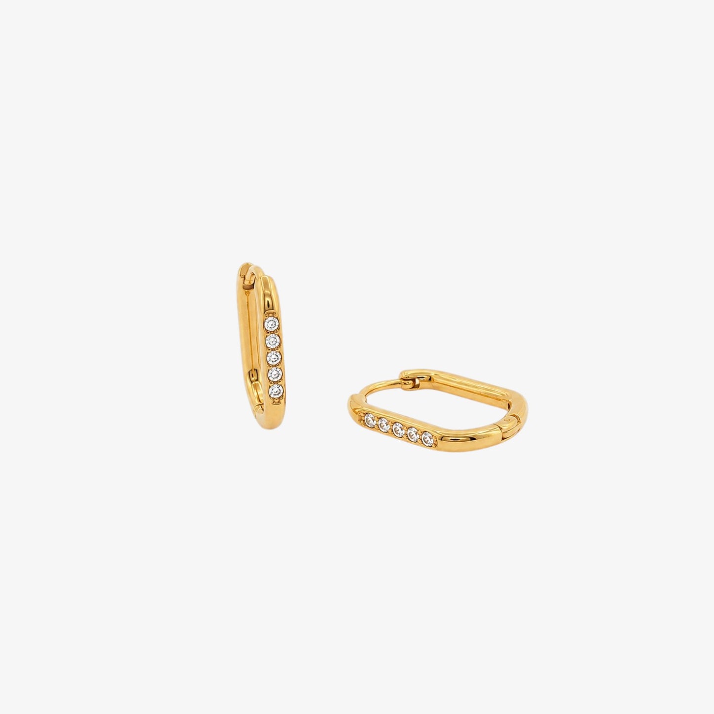 Rectangular Stones Hoop - 12.5mm — stainless steel earrings with stone detail | LAFENY