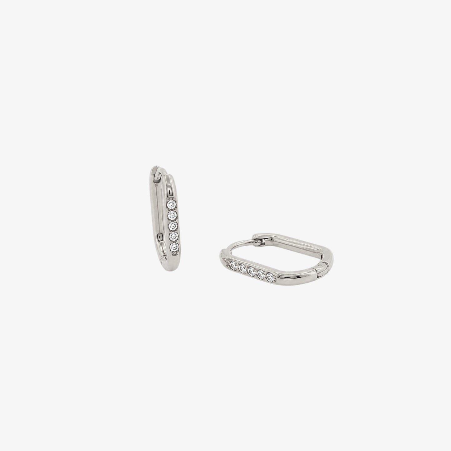 Rectangular Stones Hoop - 12.5mm — stainless steel earrings with stone detail | LAFENY