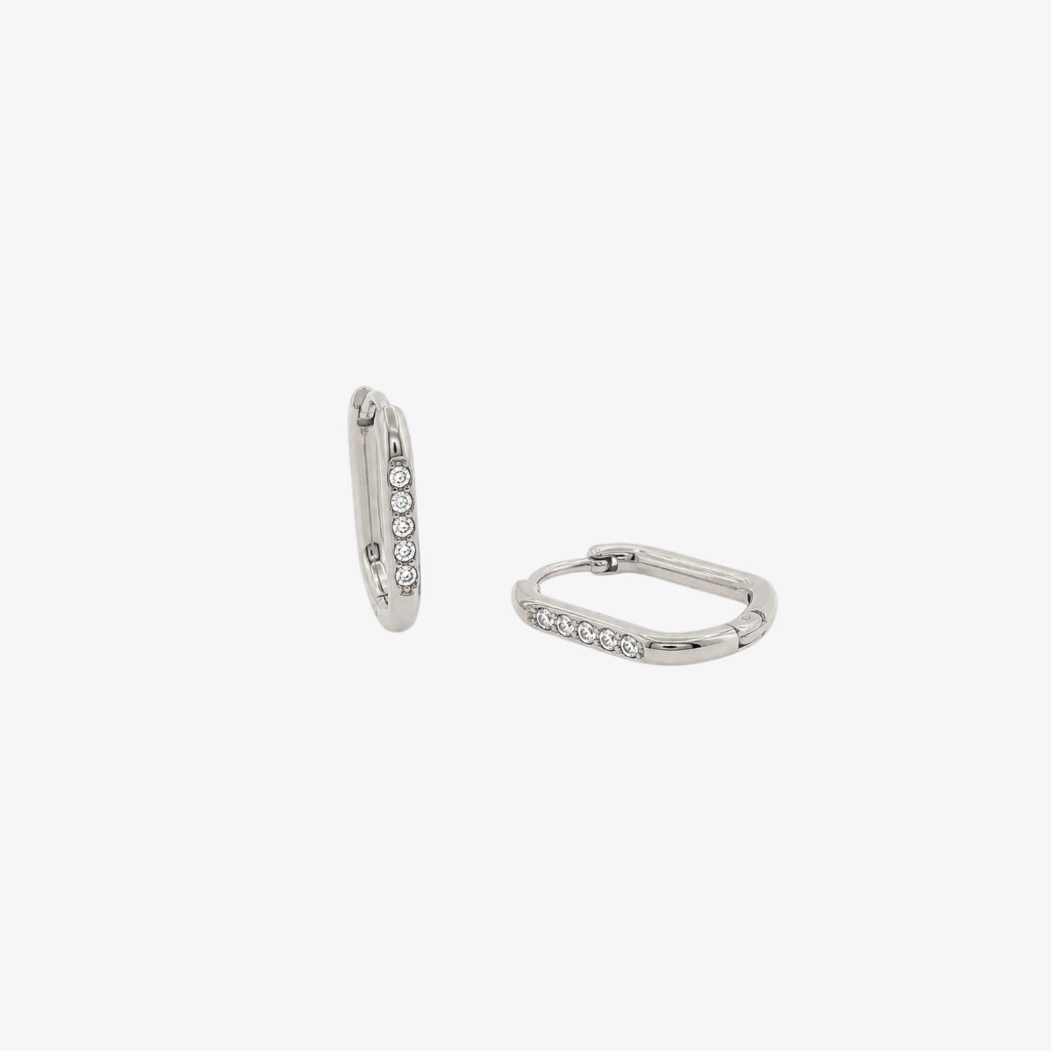 Rectangular Stones Hoop - 12.5mm — stainless steel earrings with stone detail | LAFENY