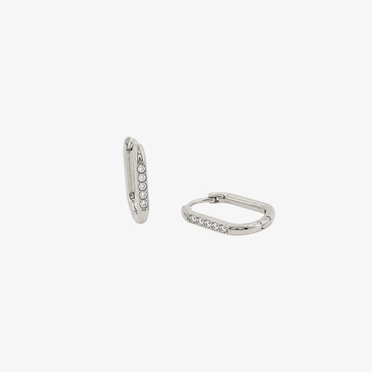 Rectangular Stones Hoop - 12.5mm — stainless steel earrings with stone detail | LAFENY