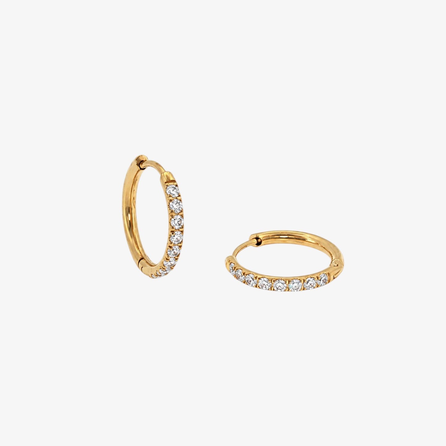 Round Stones Hoop - 12mm — stainless steel womens earrings | LAFENY