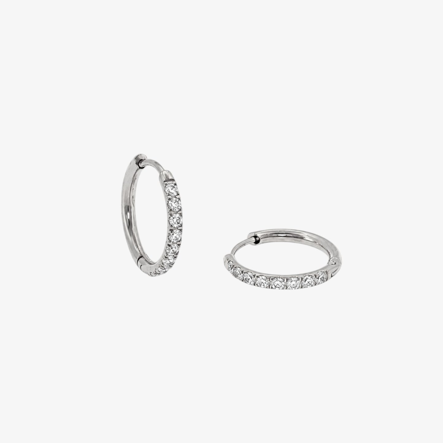 Round Stones Hoop - 12mm — stainless steel womens earrings | LAFENY