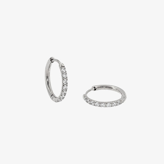 Round Stones Hoop - 12mm — stainless steel womens earrings | LAFENY
