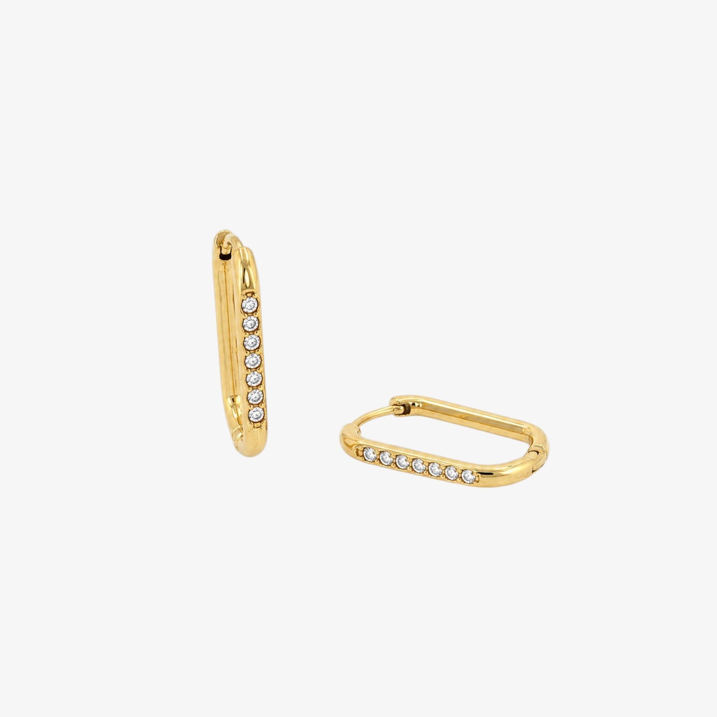Rectangular Stones Hoop - 17mm — stainless steel womens earrings | LAFENY