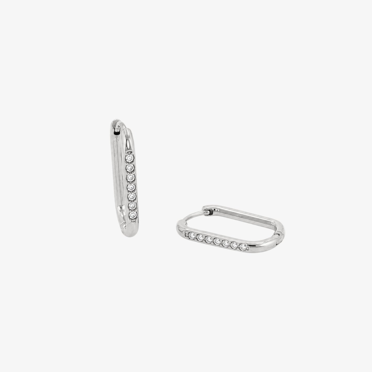 Rectangular Stones Hoop - 17mm — stainless steel womens earrings | LAFENY
