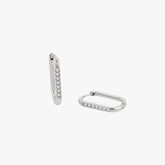 Rectangular Stones Hoop - 17mm — stainless steel womens earrings | LAFENY
