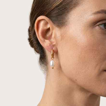 Pearl Hoop Earrings - 14mm