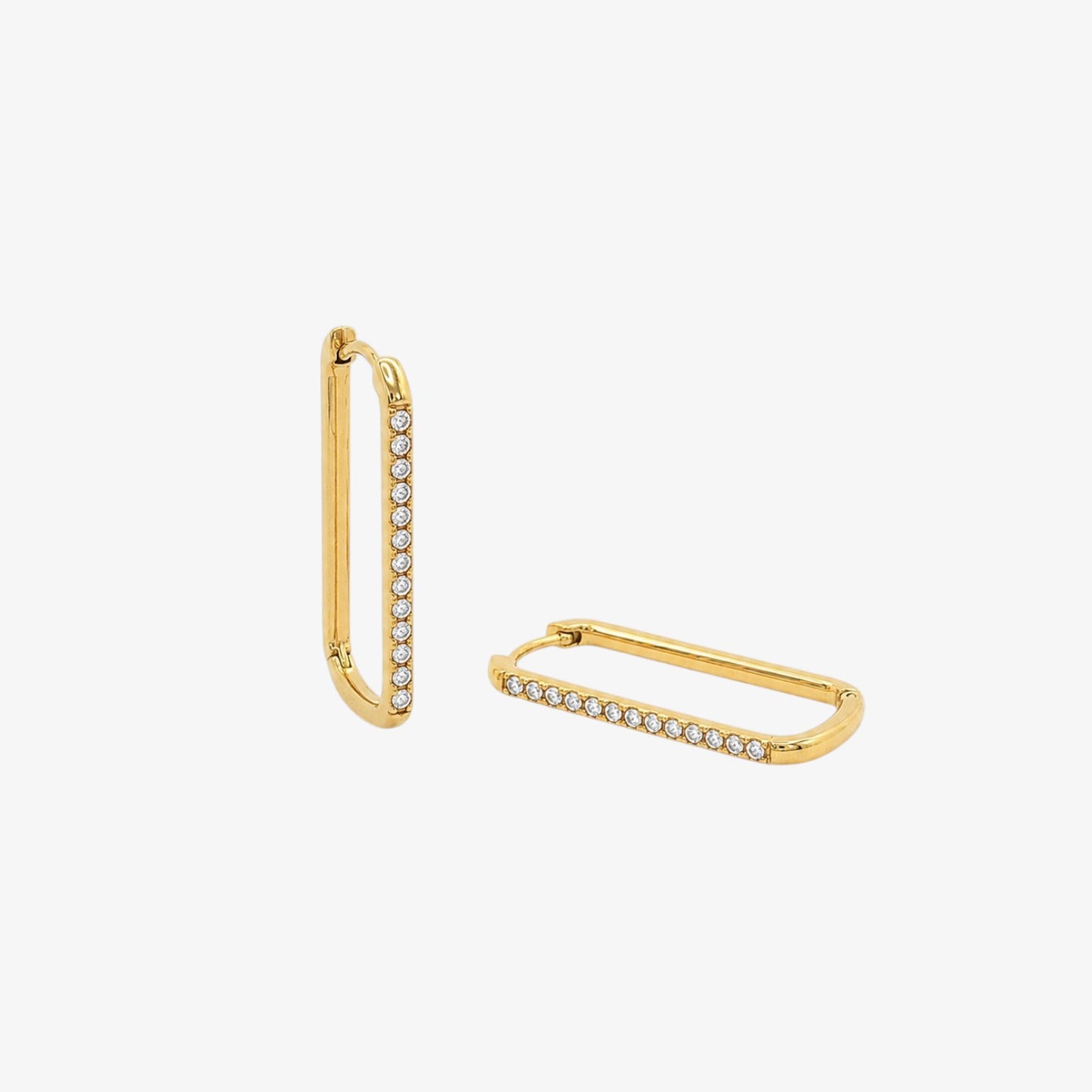 Rectangular Stones Hoop - 22mm — stainless steel earrings with stone detail | LAFENY