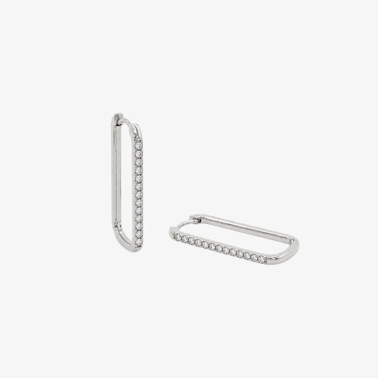 Rectangular Stones Hoop - 22mm — stainless steel earrings with stone detail | LAFENY