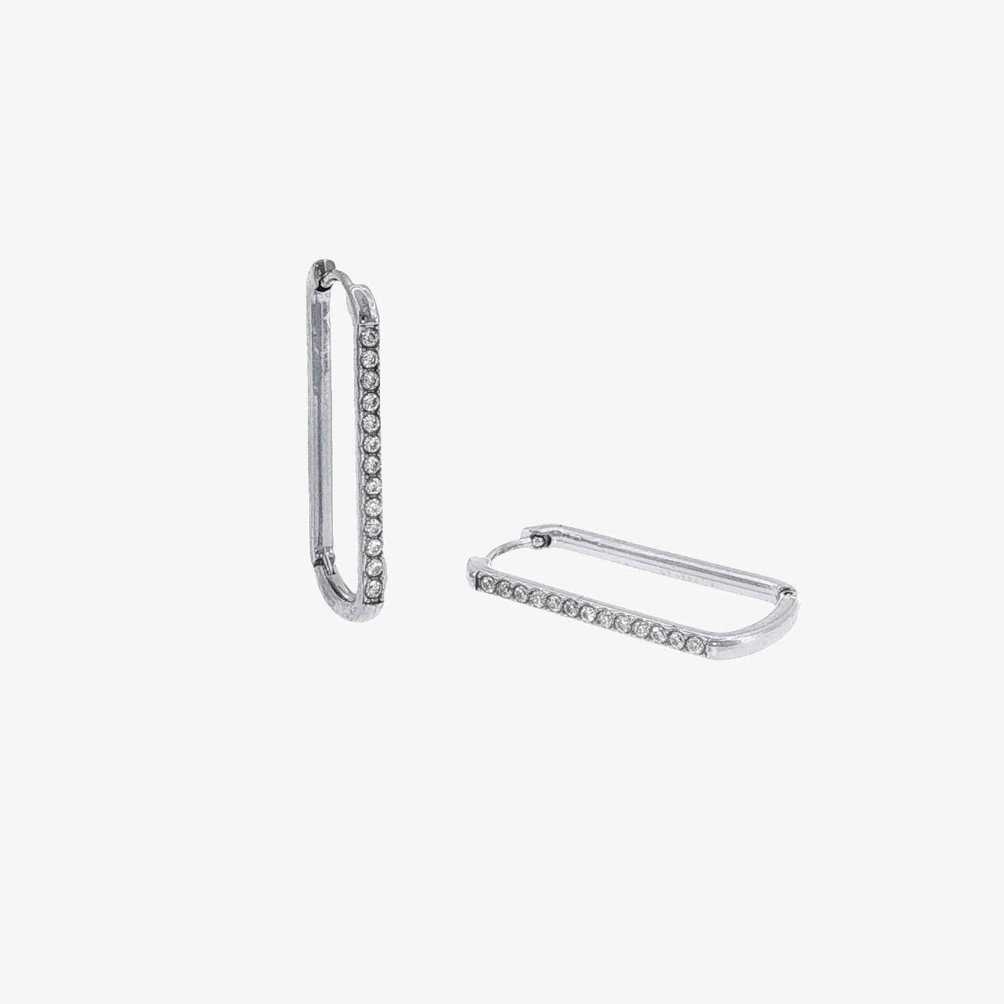 Rectangular Stones Hoop - 22mm — stainless steel womens earrings | LAFENY