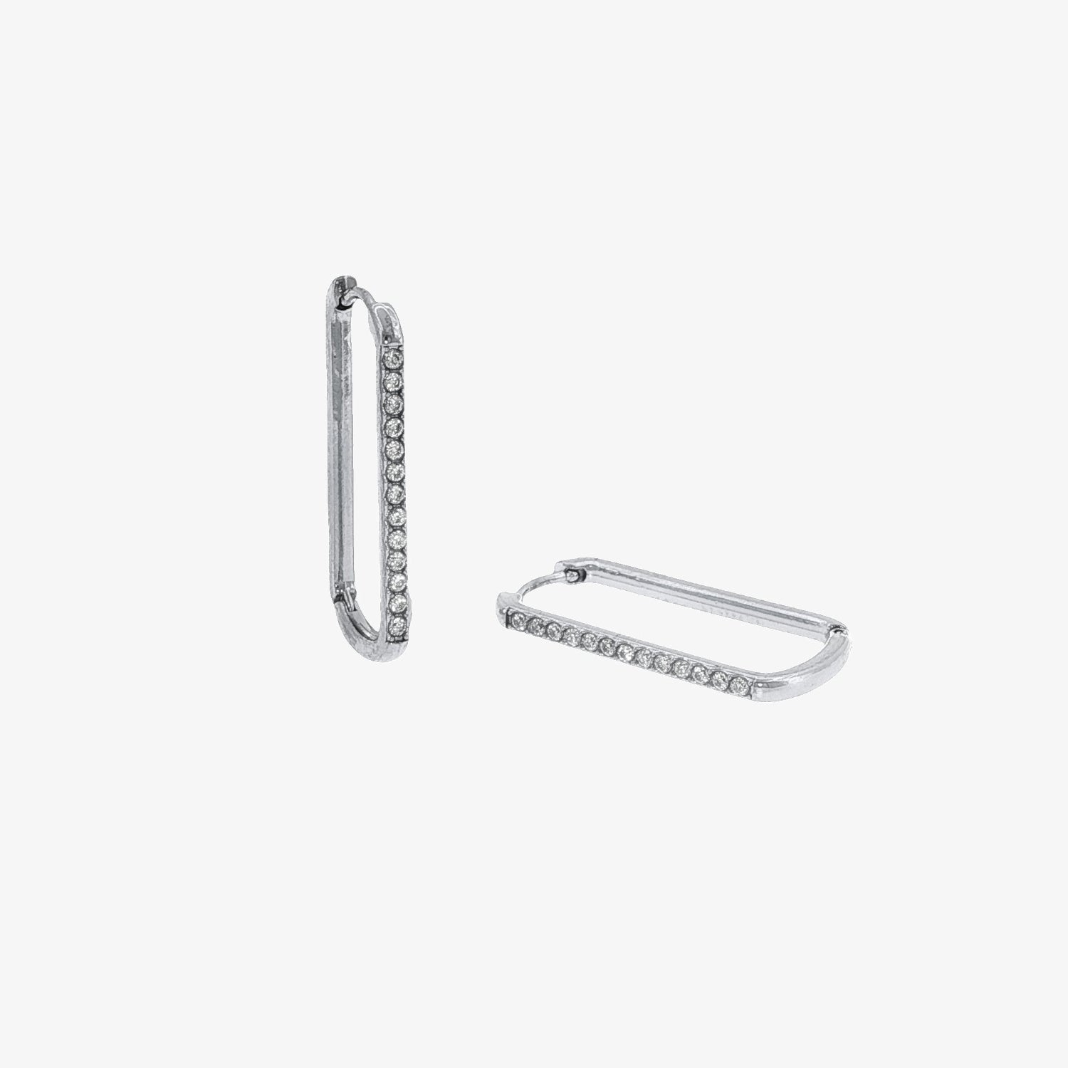 Rectangular Stones Hoop - 22mm — stainless steel womens earrings | LAFENY