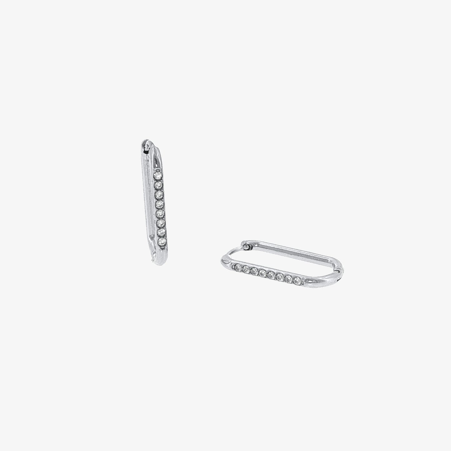 Rectangular Stones Hoop - 17mm — stainless steel womens earrings | LAFENY