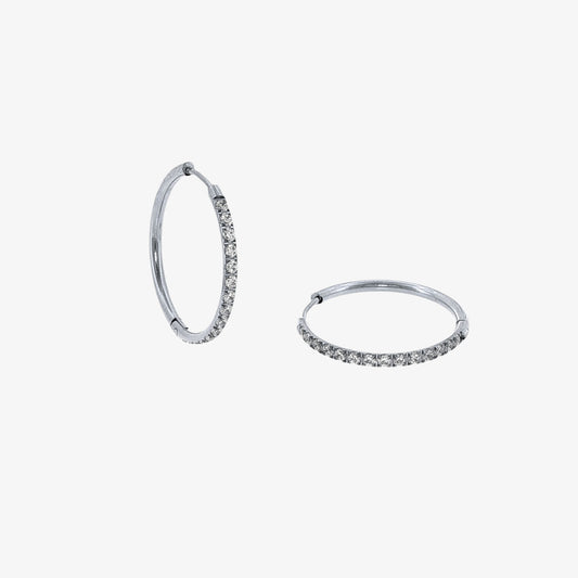 Round Stones Hoop - 20mm — stainless steel womens earrings | LAFENY