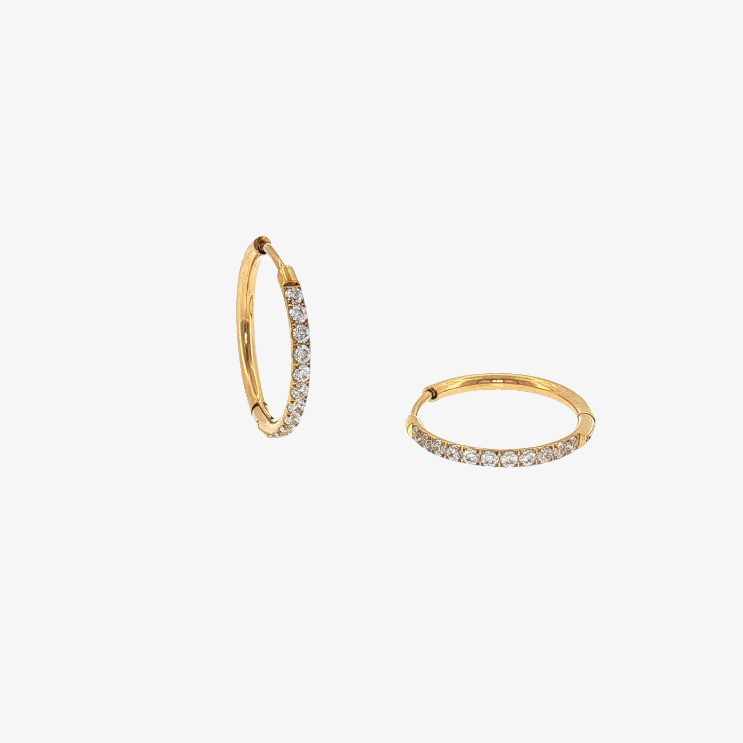 Round Stones Hoop - 16mm — stainless steel earrings with stone detail | LAFENY