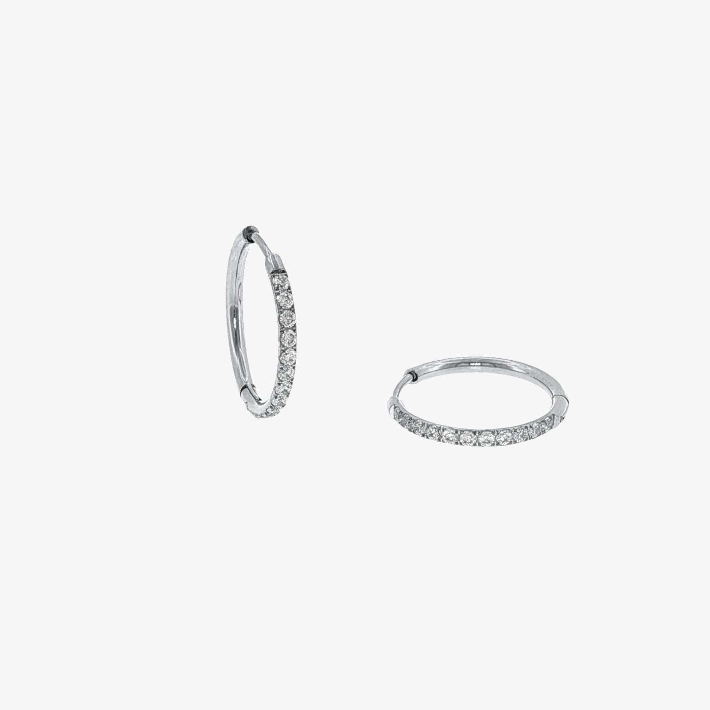 Round Stones Hoop - 16mm — stainless steel womens earrings | LAFENY