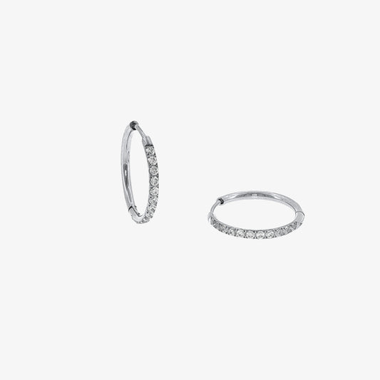 Round Stones Hoop - 16mm — stainless steel womens earrings | LAFENY