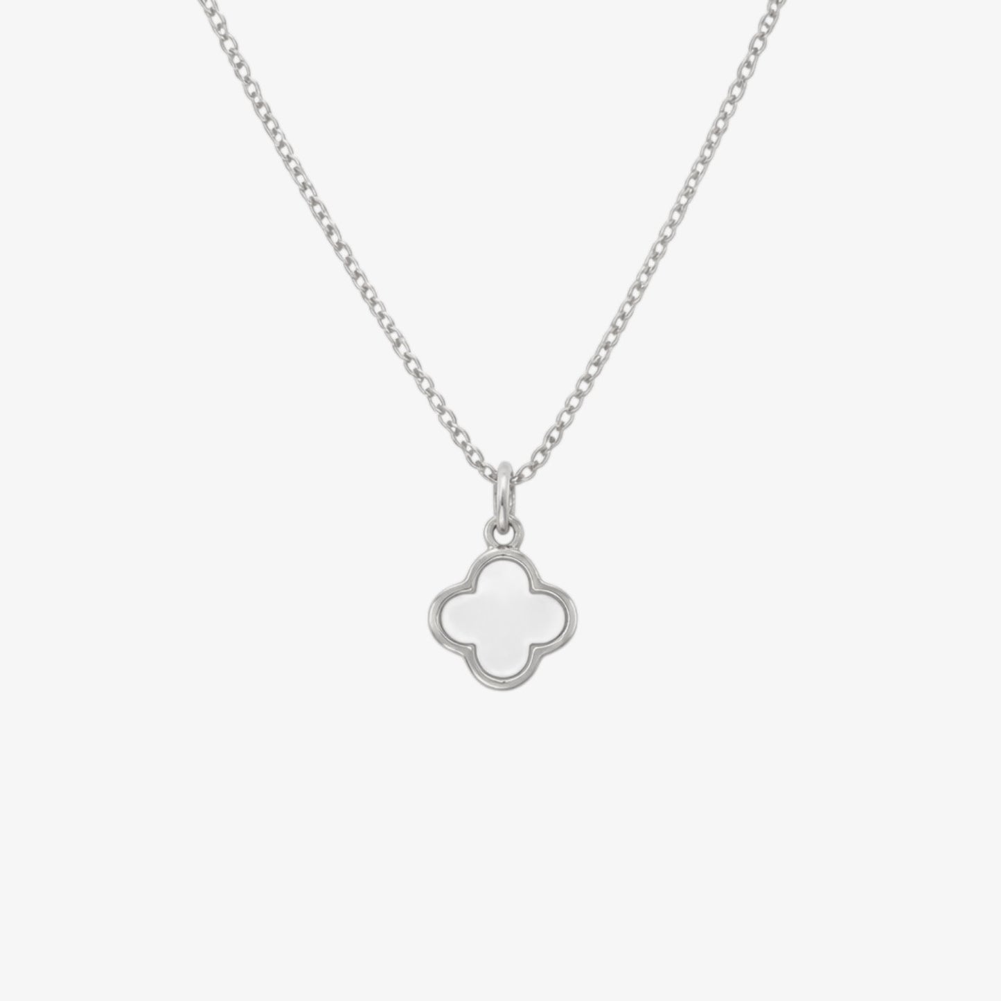 White Single Clover Necklace — stainless steel womens necklace | LAFENY