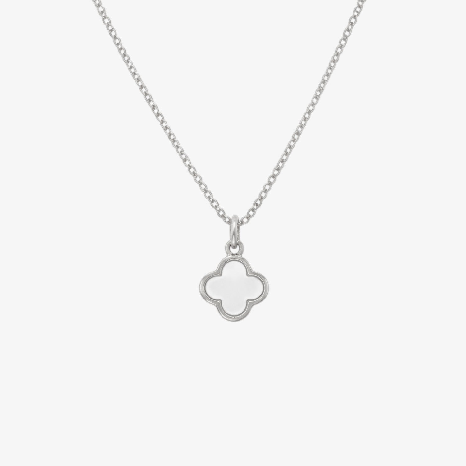 White Single Clover Necklace — stainless steel womens necklace | LAFENY