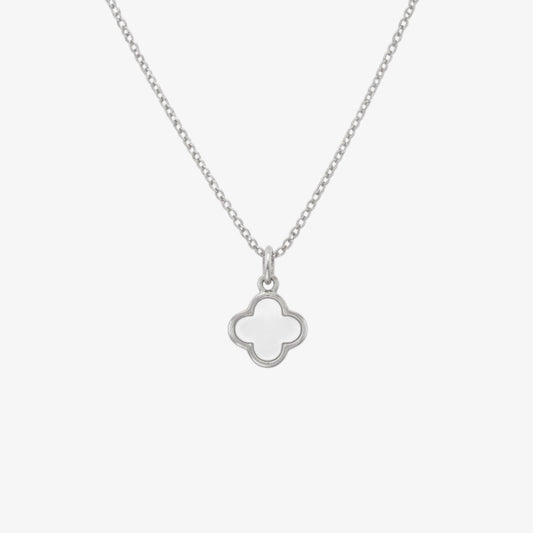 White Single Clover Necklace — stainless steel womens necklace | LAFENY
