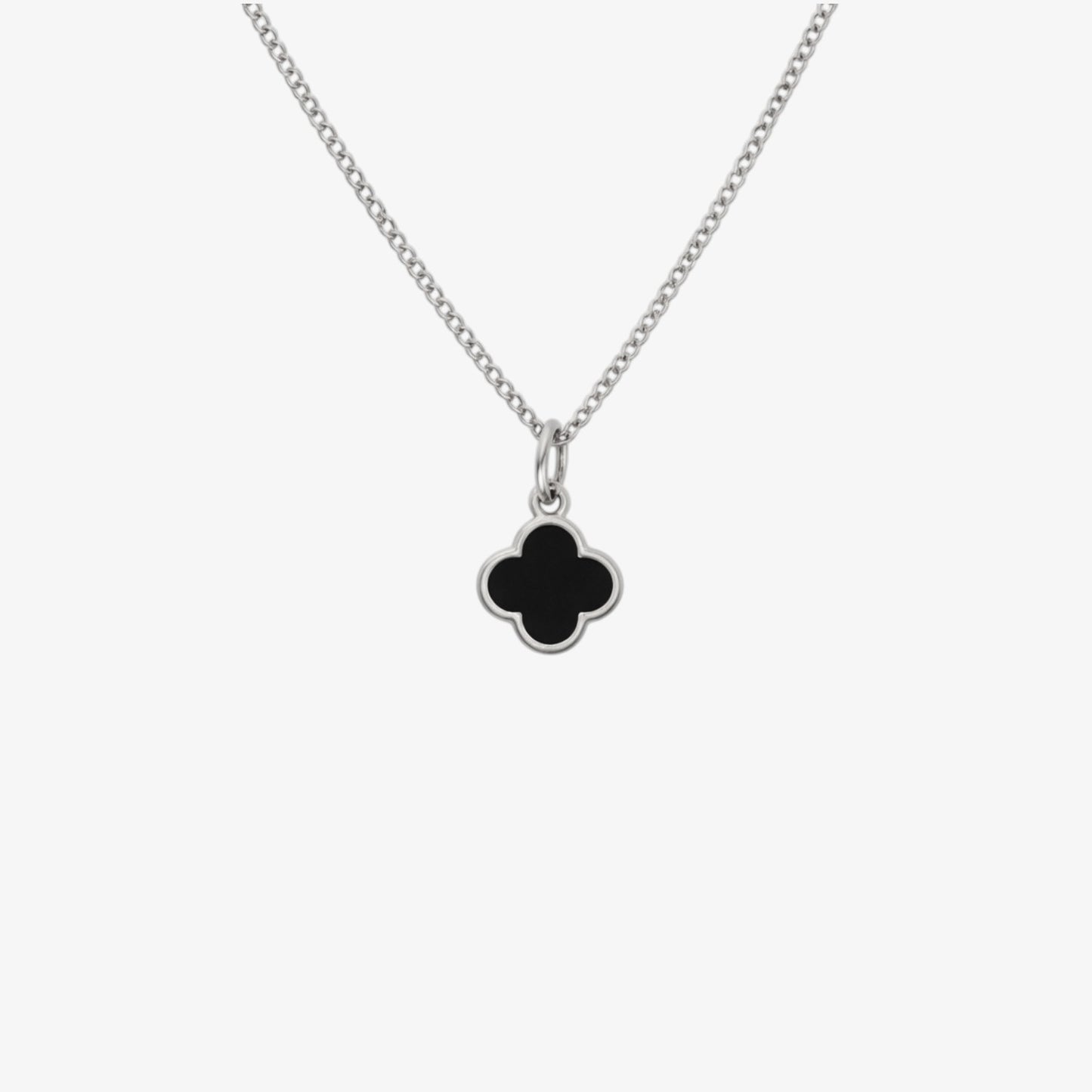 Black Single Clover Necklace — stainless steel womens necklace | LAFENY