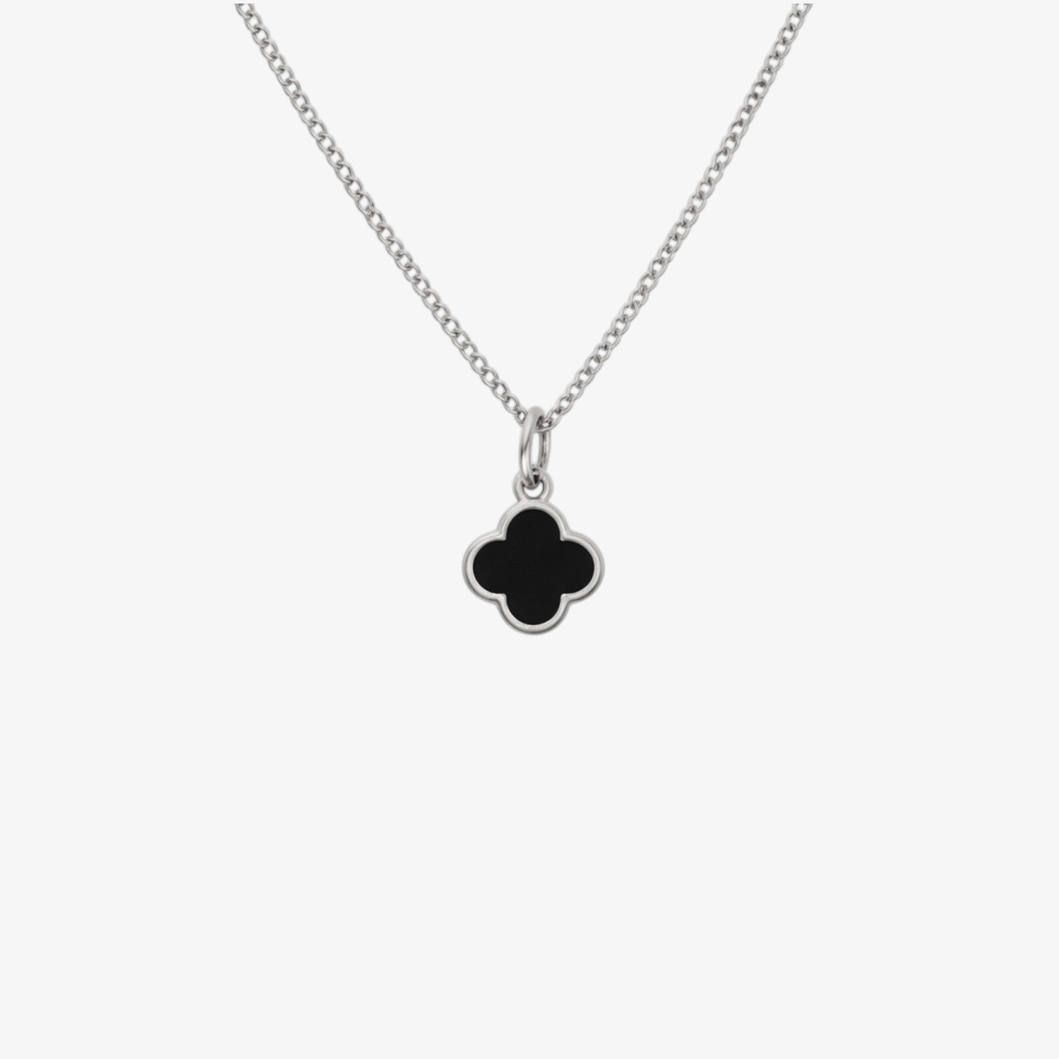 Black Single Clover Necklace — stainless steel womens necklace | LAFENY