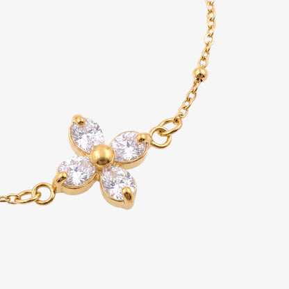 Bloom bracelet – gold beaded bracelet with crystal flower charm