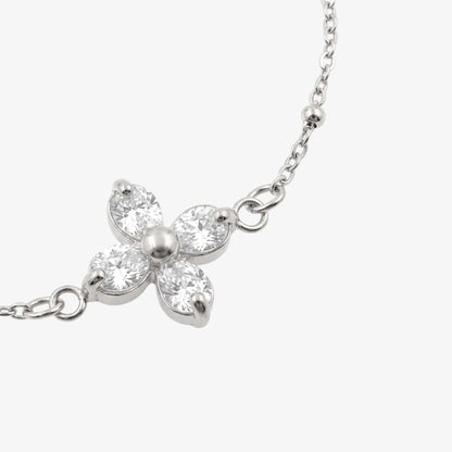 Bloom bracelet – silver beaded bracelet with crystal flower charm