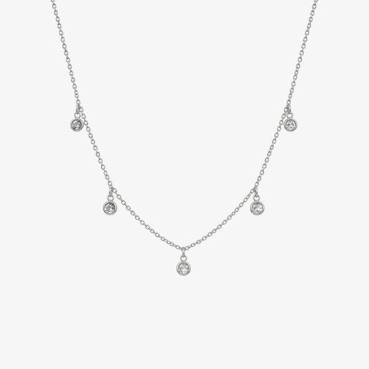 Crystal Drop Necklace Silver — waterproof stainless steel womens necklace | LAFENY