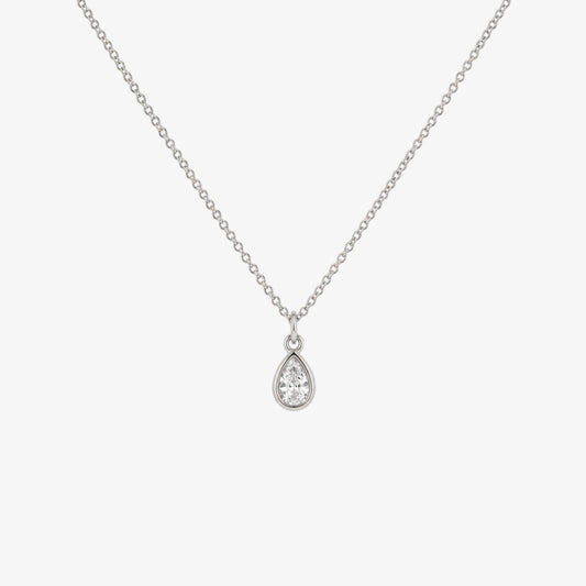 Diamond Drop Necklace Silver — waterproof stainless steel womens necklace | LAFENY