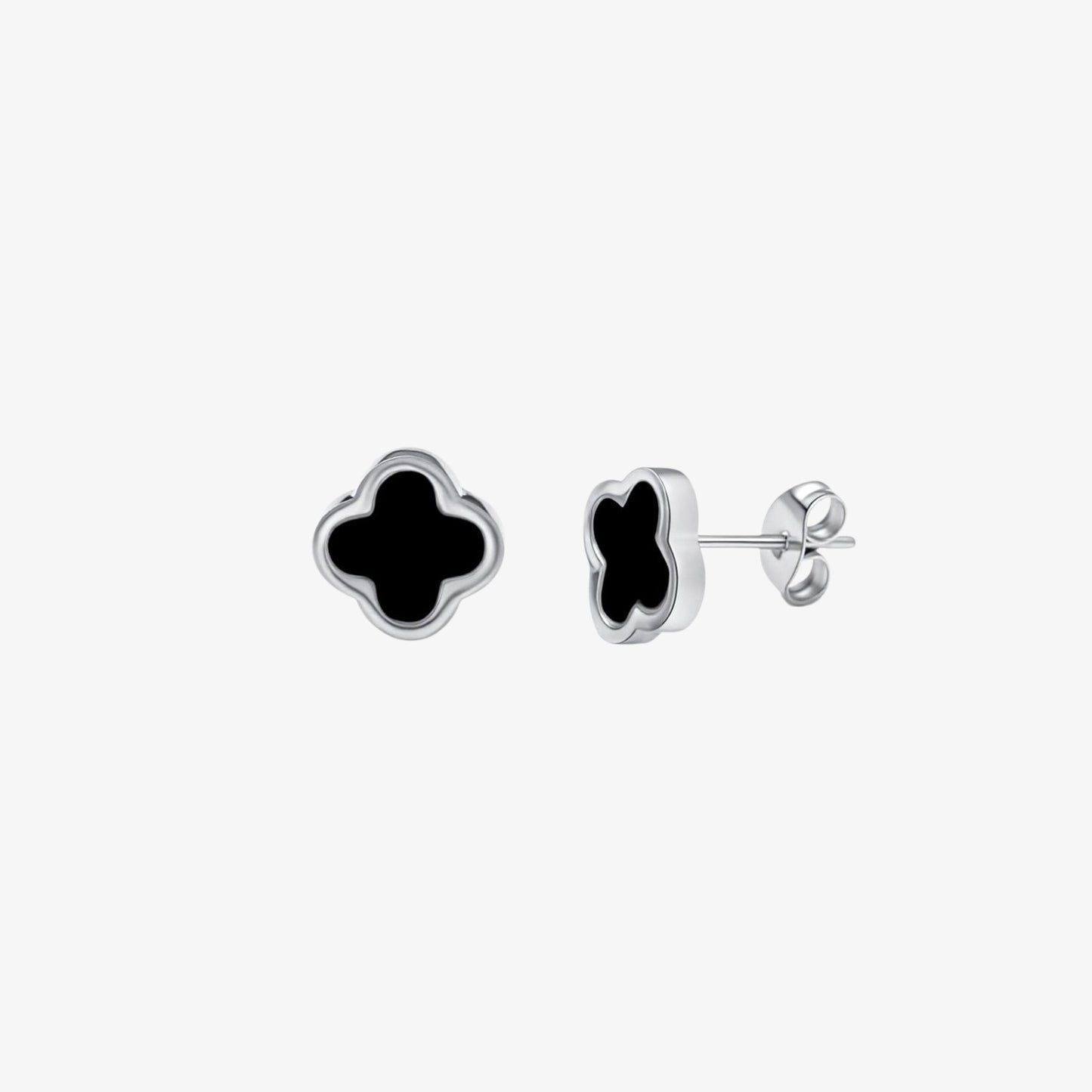 Clover Earring - Black Stone — waterproof stainless steel earrings | LAFENY
