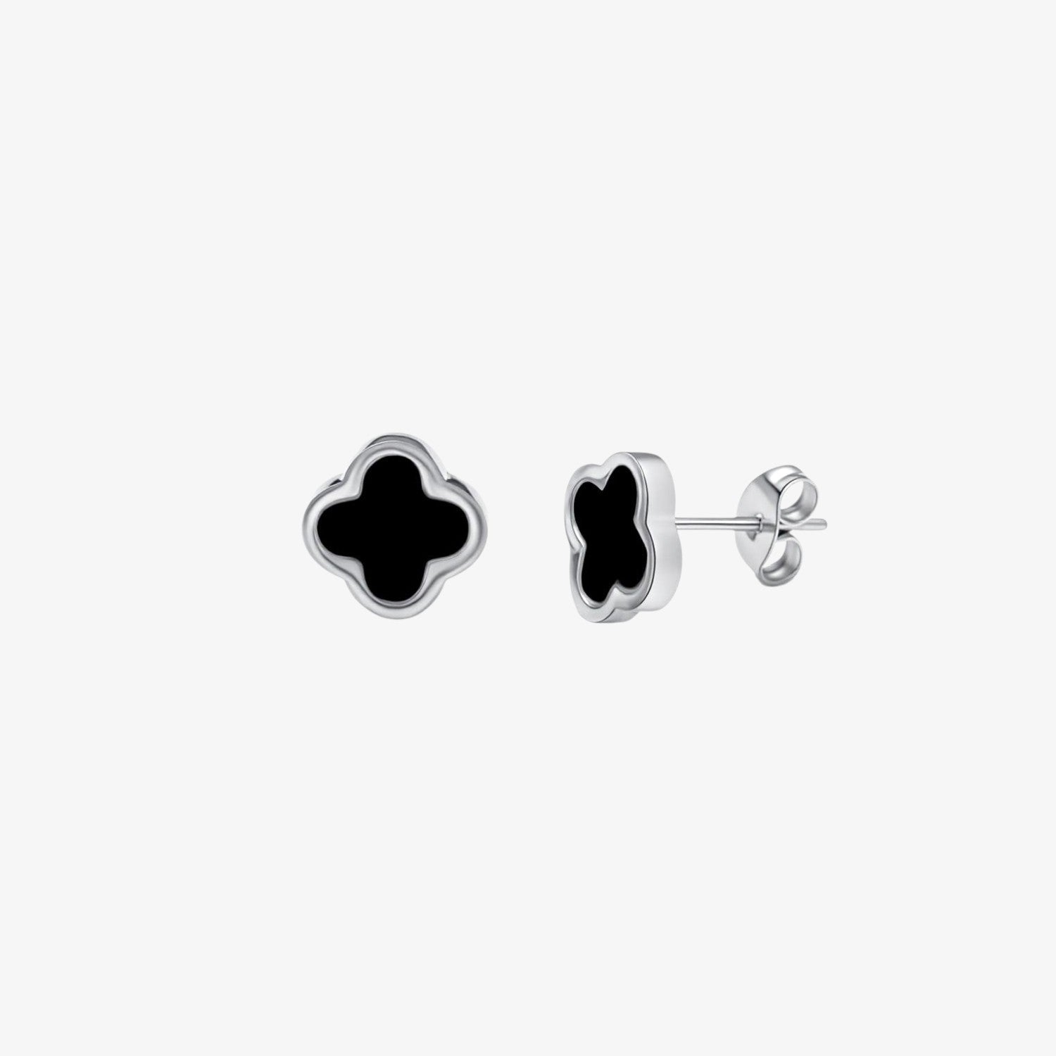 Clover Earring - Black Stone — waterproof stainless steel earrings | LAFENY