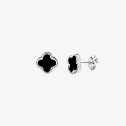 Clover Earring - Black Stone — waterproof stainless steel earrings | LAFENY