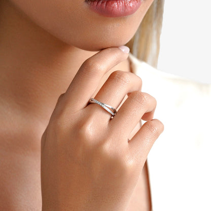 X Ring with Stones Ring — stainless steel ring with stone detail | LAFENY