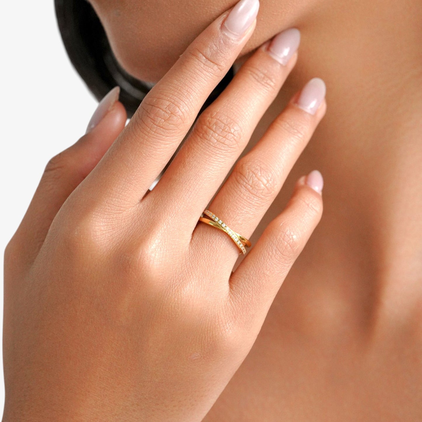 X Ring with Stones Ring — hypoallergenic stainless steel ring | LAFENY