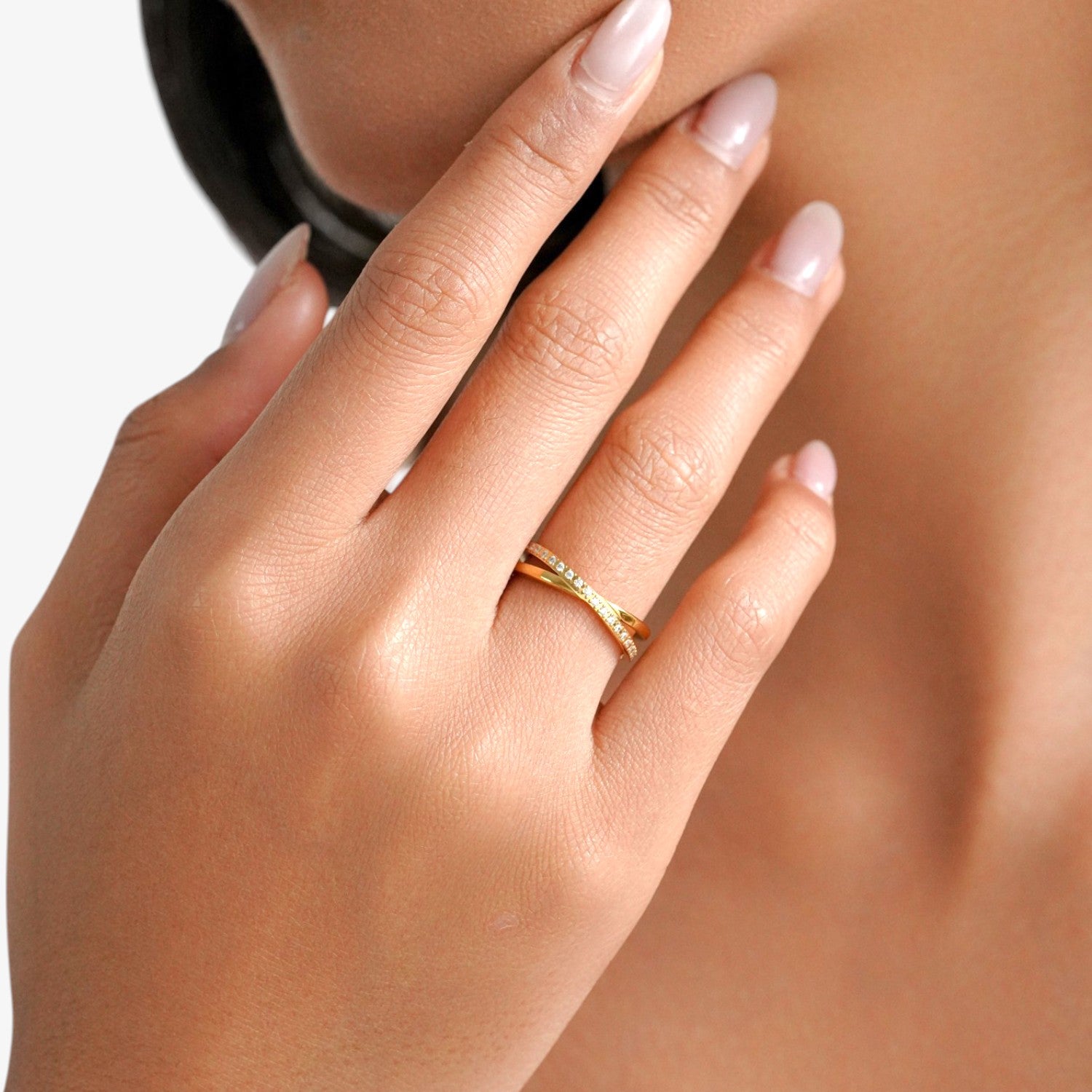 X Ring with Stones Ring — hypoallergenic stainless steel ring | LAFENY