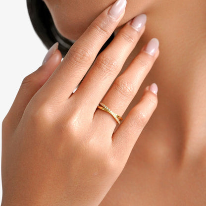 X Ring with Stones Ring — hypoallergenic stainless steel ring | LAFENY