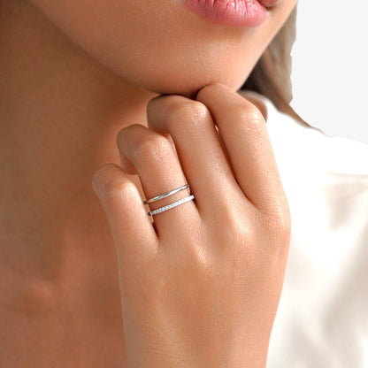 Double Ring with Stones — stainless steel ring with stone detail | LAFENY