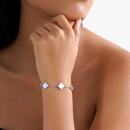 5 Clover White Stone Bracelet — stainless steel bracelet with stone detail | LAFENY
