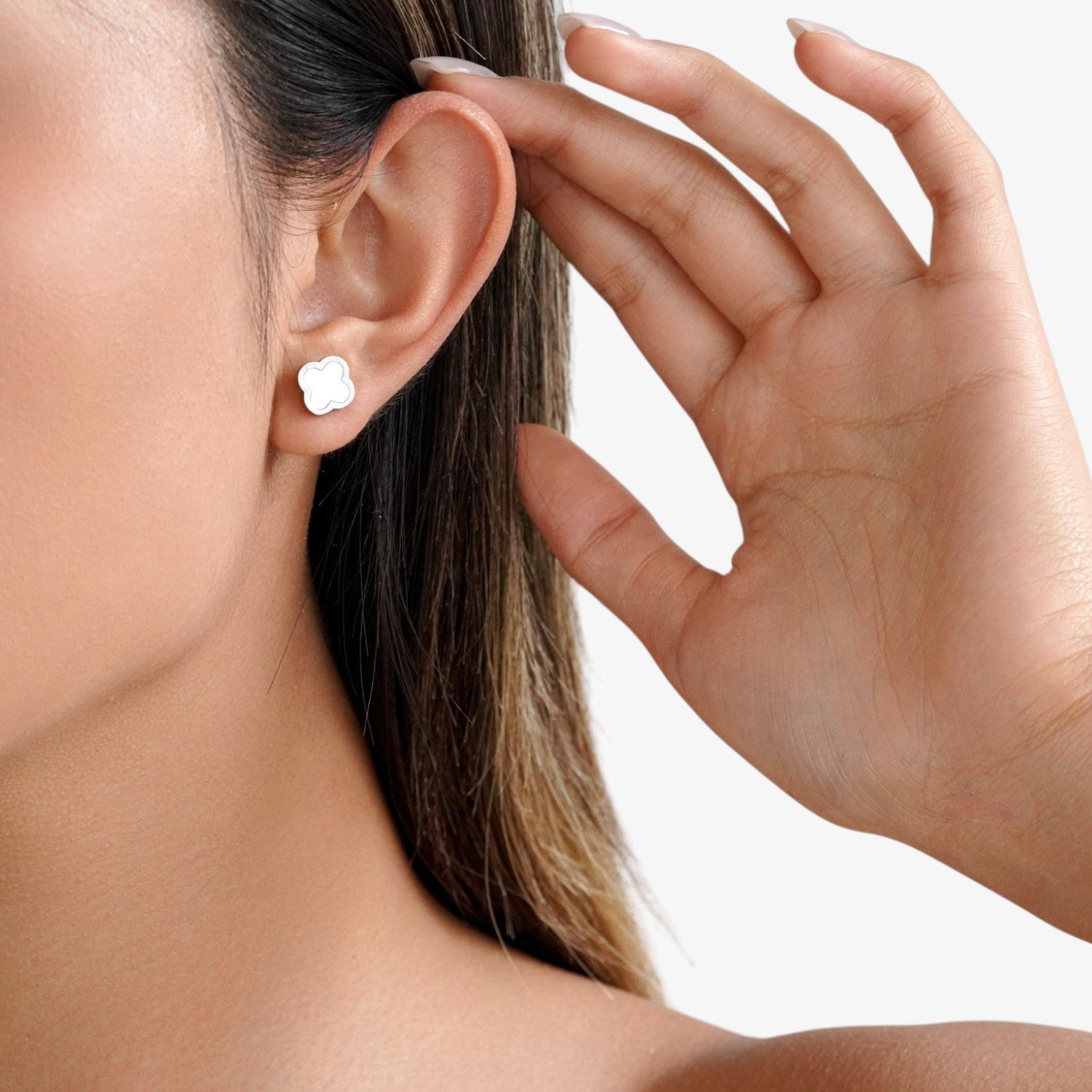 Clover Earring - White Stone — stainless steel earrings with stone detail | LAFENY