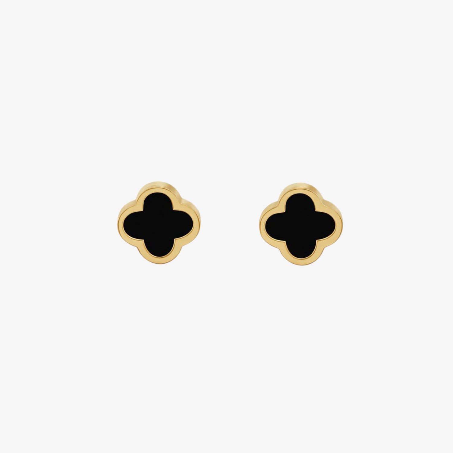 Clover Earring - Black Stone — stainless steel earrings with stone setting | LAFENY