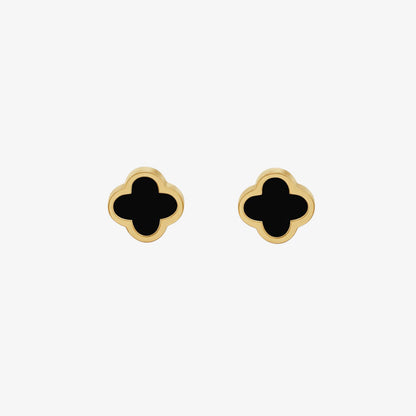 Clover Earring - Black Stone — stainless steel earrings with stone setting | LAFENY