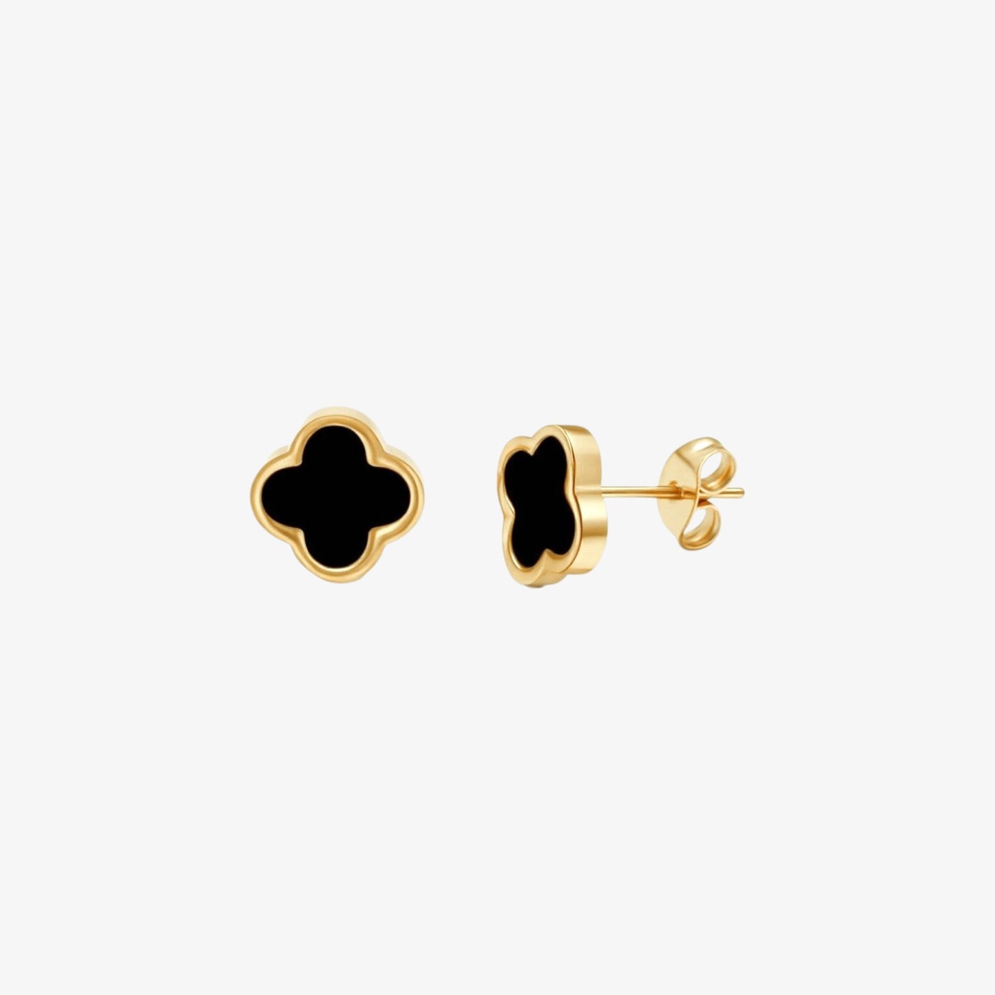Clover Earring - Black Stone — hypoallergenic stainless steel earrings | LAFENY