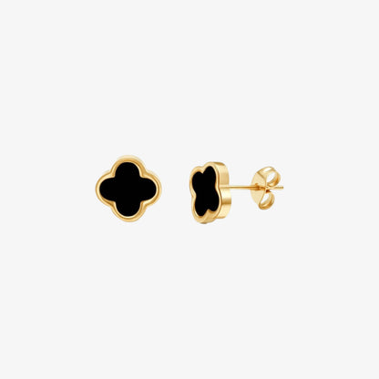 Clover Earring - Black Stone — hypoallergenic stainless steel earrings | LAFENY